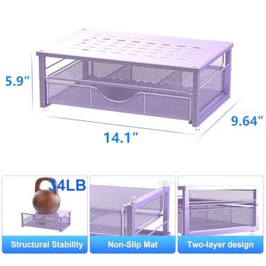 gianotter Computer Monitor Stand Riser, office organizer with Drawer, Office Organizers Storage for Classroom Office Supplies (Purple) - Image 5