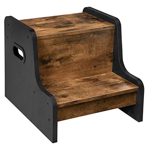 HOOBRO Step Stool for Kids, Two Step Toddler's Stool, Kids Potty Training Stool with Handles, Non-Slip Pads for Safety, Easy to Move, for Sink, Bathroom, Bedroom, Rustic Brown BF01JD01G1 - Image 1