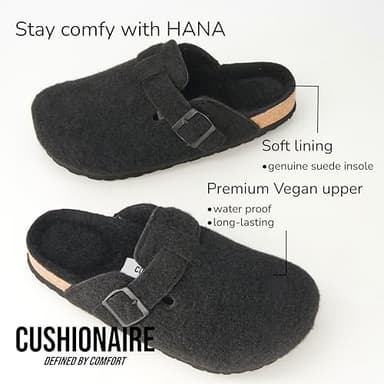 CUSHIONAIRE Hana Womens Clogs | Comfortable Vegan Suede Clogs for Women | Slip On Potato Shoes with Cork Footbed & Arch Support| BLACK 8 - Image 5