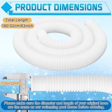 Boltigen 2Pcs 1.25inch Pool Hoses for Above Ground Pools, 63inch Long Pool Sand Filter Pump Hose, Water Swimming Pool Filter Hose Replacement Set for Pump Model 330 GPH, 530 GPH, 1,000 GPH - Image 4
