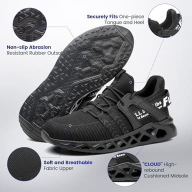 Furuian Steel Toe Shoes for Men Women Comfortable Steel Toe Sneakers for Men Slip Resistant Safety Work Shoes Lightweight Safety-Toe Work Sneakers - Image 3