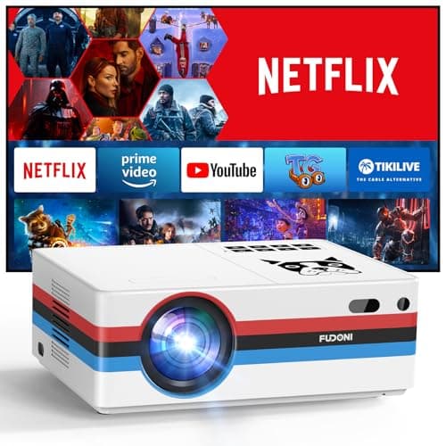 [Netflix App/Dolby Audio] FUDONI Smart Projector with WiFi and Bluetooth, Native 1080P 25000L 4K Decoding for Home Cinema, Outdoor Movie Projector with Apps, Built-in Netflix/YouTube/Prime Video - Image 1
