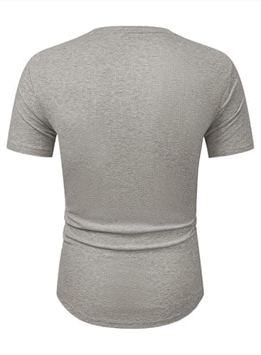 JMIERR Mens Short Sleeve T Shirt Muscle Slim Fitted Summer Shirt Crewneck Longline Tees Shirts for Gym Workout Athletic, US 46(XL), Grey - Image 9