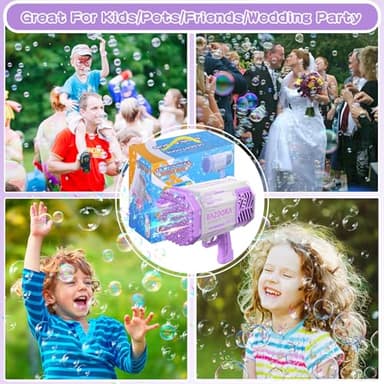 Bubble Gun, 69 Holes Bubble Machine Bubbles Kids Toys for Boys Girls Age 3 4 5 6 7 8 9 10 11 12 Year Old, Summer Outdoor Toy Birthday Wedding Party Halloween Favors - Image 7