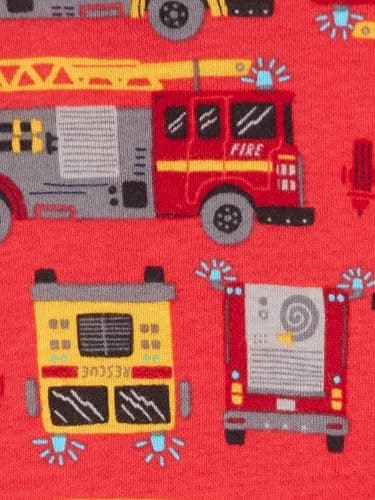 Simple Joys by Carter's Baby Boys' 3-Pack Snug Fit Footless Cotton Pajamas, Red Firetruck/White Monster/Sharks, 6-9 Months - Image 4
