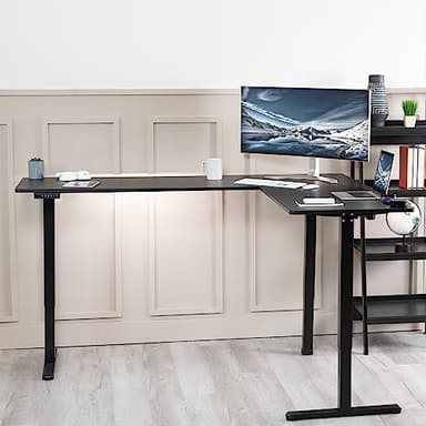 VIVO Electric Corner 75 x 63 inch L-Shaped Standing Desk, Memory Height Adjustment, Black Top Black Frame, DESK-E3CTB-75 - Image 7