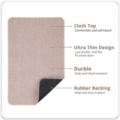 Bath Mat,Ultra Thin Bathroom Rugs,Rubber Bath Mats for Bathroom,No Slip Bath Rugs,Quick Dry,Machine Washable,Low Pile,Absorbent,Shower Outside,Sink,Home Decor Accessories.Beige,1'5"x2'3"(17x27inch) - Image 2