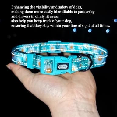 Olahibi Floral Pattern Dog Collar, Pretty Daisy Print, Durable Nylon with Reflective Stripes, Adjustable Length, for Large Dogs.(Large, Green Daisy) - Image 5