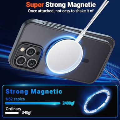 SUPFINE Magnetic for iPhone 15 Pro Max Case (Compatible with MagSafe) (Military Grade Drop Protection) Translucent Matte Shockproof Phone Cover, Black - Image 5