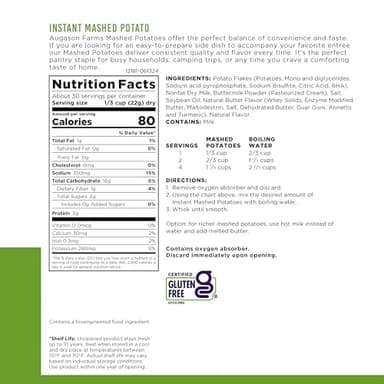 Augason Farms Instant Mashed Potatoes Can, Emergency Food Supply, Everyday Meals, 30 Servings - Image 5