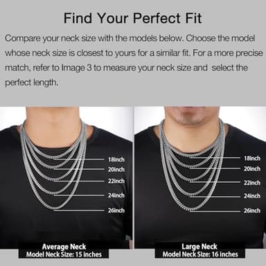 Jewlpire 3.5MM Silver Chain Necklace for Men, Stainless Steel Mens Necklace Cuban Link Chain for Men Sturdy & Comfortable Men's Chain Necklaces, 16 Inch - Image 4