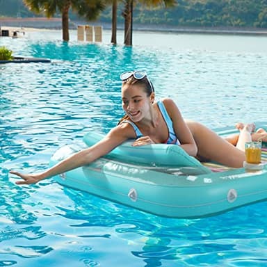 Jasonwell 4 in 1 Inflatable Tanning Pool Lounger Float - Sunbathing Lounge Floatie Raft Toys, Water Filled Tanning Bed Mat Pad Blow Up Kiddie Pool with Ball Pit for Adult, Kids (L) - Image 6