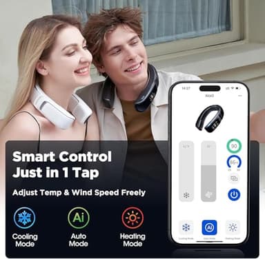 RANVOO No.1 AI Cooling A/C AICE 3 AI Neck Air Conditioner 7000mAh 30H [Full-body Cooling] [Health Monitor] Personal Neck Fan Cooler Rechargeable Wearable Music Call Gift [No Stand Version], Ice White - Image 7