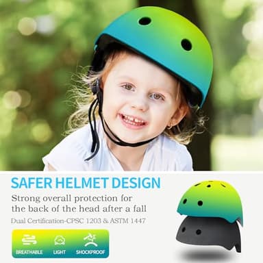 ETEETOW Adjustable Gradient Color Kids/Toddler Bike Helmet for 1-2-3-5-8-14 Years Boys Girls,Skateboard Helmet with Knee and Elbow Pads Wrist Guard Roller Skates,Cycling,Skating Scooter Longboard - Image 4