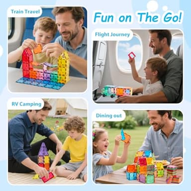 Anbalulu Magnetic Building Tiles, 134PCS Large Magnet Building Set,Magnetic Blocks, 3D STEM Stacking Toys, Magnets Toy for Kids Boys Girls - Image 2