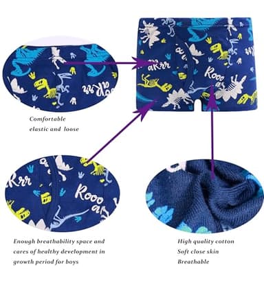 Boboking Boys Comfort Breathable Dino Boxer Brief Soft Underwear 2Y - Image 2