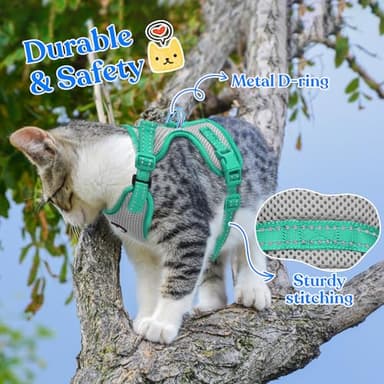 Supet Cat Harness and Leash for Walking Escape Proof, Adjustable Harness for Cats, Easy Control Small Cat Harness for Medium Large Kitten Green - Image 4