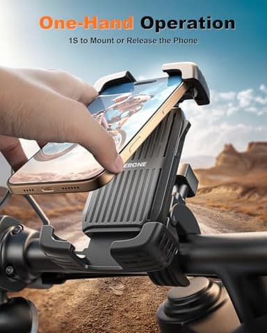 SUPERONE Bike Phone Holder, [1s Lock] Motorcycle Phone Mount, [Anti-Shake] Handlebar Cell Phone Clamp, Scooter Phone Clip for Handlebars with Diameters 0.65-1.2 in, Suitable for 4.7-7.2 in Phones - Image 2