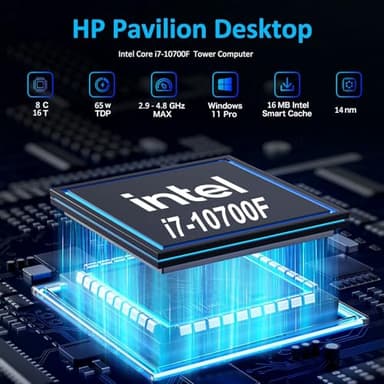 HP Pavilion Tower Desktop Computer, Intel 8-Core i7-10700F up to 4.8GHz, 32GB DDR4 RAM, 1TB PCIe SSD, GeForce GT 610 2GB, WiFi 6, Bluetooth, RJ-45, Type-C, KB & Mouse, White, Windows 11 Pro, Tichang - Image 2