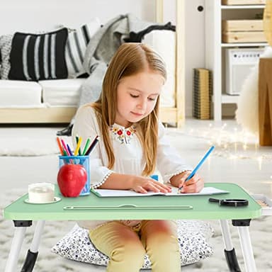 Zapuno Multi-Function Laptop Bed Table with Storage Drawer and Cup Holder, Lap Desk Stand Tray for Eating, Reading and Working - Image 4