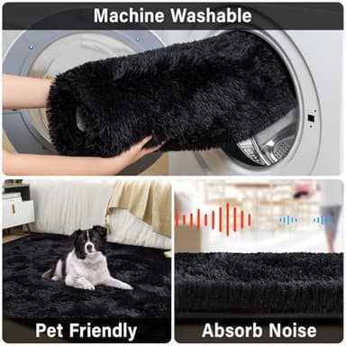Merelax Soft Modern Indoor Large Shaggy Rug for Livingroom Bedroom Dorm Kids Room Home Decor, Non-Slip Plush Fluffy Furry Fur Area Rugs Comfy Nursery Accent Floor Carpet 9x12 Feet, Black - Image 5
