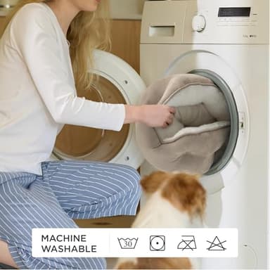 Bedsure Dog Beds for Small Dogs - Round Cat Beds for Indoor Cats, Washable Pet Bed for Puppy and Kitten with Slip-Resistant Bottom, 20 Inches, Camel - Image 4