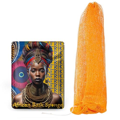 AFRIKI African Net Sponge, Authentic African Exfoliating Sponge, Black Owned, Back Scrubber, 45inch Long, for Normal to Sensitive Skin, for Daily use, Sky Collection (Yellow) - Image 1