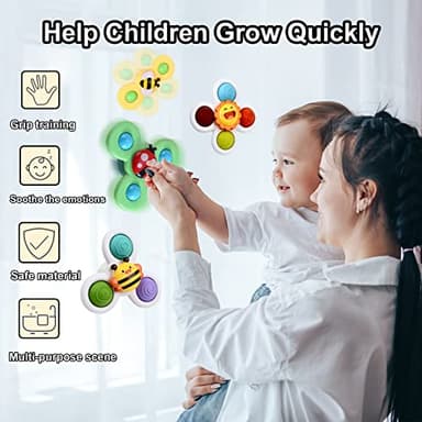 Suction Cup Spinner Toy for Baby - Suction Cup Fidget Spinner Toys Bath Toys Window Spinning Top Baby Toys 12-18 Months Christmas Birthday Gifts for 1 2 3 Boys Girls Sensory Toys for Toddlers 1-3 - Image 2