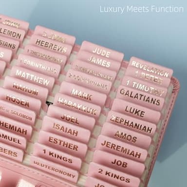 UPAFEXXI-Leather Bible Tabs, Bible Tabs for Women and Men(Gold Foil Lettering) Large Print Stickers, Easy to Read and Apply, 80 Chapters Labels for Easy Navigation(Pink) - Image 4