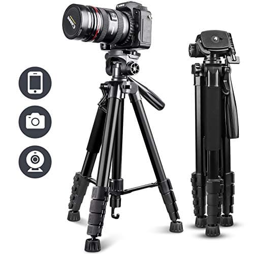 UBeesize 67” Camera Tripod with Travel Bag, Cell Phone Tripod with Bluetooth Remote and Phone Holder, Compatible with All Cameras, Cell Phones, Projector, Webcam, Spotting Scopes - Image 1