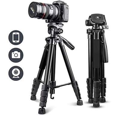 UBeesize 67” Camera Tripod with Travel Bag, Cell Phone Tripod with Bluetooth Remote and Phone Holder, Compatible with All Cameras, Cell Phones, Projector, Webcam, Spotting Scopes - Image 1