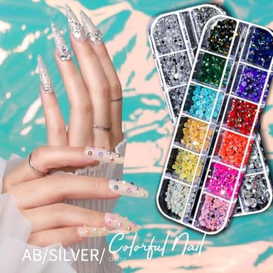 Teenitor Nail Charms Nail Gems with 15 Sheets Gold Nail Stickers, 6 Boxes of Rhinestones for Nails Art Tools, 3D Nail Decals Pearls for Nails - Image 6