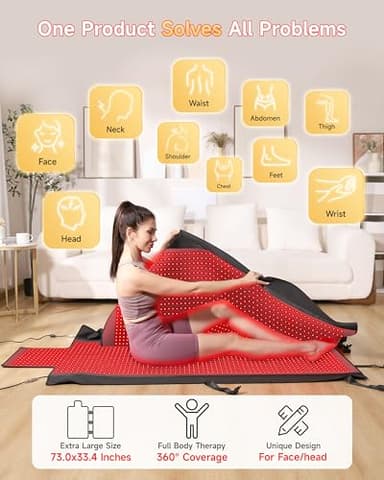 Adracy 2025 Medical-Grade TPU Red Light Therapy Mat, FSA&HSA Eligible 2570 LEDs Full Body Infrared Light Blanket for Pain Relief, 10-90 Min Timer, Includes Goggles & Storage Bag - Image 2