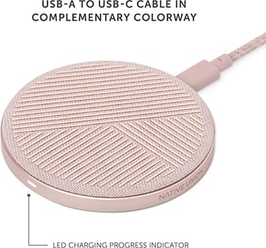 Native Union Drop - High Speed Wireless Charger [Qi Certified] 10W Non-Slip Fast Wireless Charging Pad - Compatible with iPhone 12/12 Pro/12 Pro Max/12 mini/11/11 Pro/11 Pro Max (Rose - Image 8