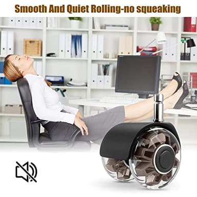 Office Chair Caster Wheels (Set of 5),Heavy-Duty Chair Wheels Support 2200lbs,Mute Rubber Chair Casters for Hardwood Floors and Carpet,2 Inch Universal Fit (Brown) - Image 5
