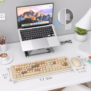 UBOTIE Colorful Computer Wireless Keyboards Mouse Combos, Typewriter Flexible Keys Office Full-Sized Keyboard, 2.4GHz Dropout-Free Connection and Optical Mouse (Milk Tea -Colorful) - Image 6