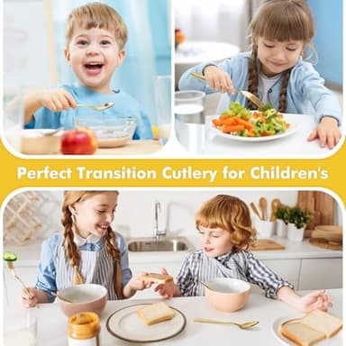 DRKIO Stainless Steel Toddler Utensils Set - 12 Pieces Kids Silverware Set Children Safe Food Grade Small Forks and Spoons Dishwasher Safe Mirror Polished - Image 6