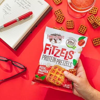 Lenny & Larry's Pizza Palooza FITZELS- Savory Pretzel Snacks Incredibly Tasty High Protein, Salty, Vegan 20 g's of Plant Based Protein 8 (eight) Bags, 3 oz Each - Image 5