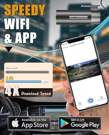 Dash Cam for Car, WiFi 2K Dash Camera Front Dashcam for Cars, Mini Dashcams with App, Night Vision, G-Sensor, APP, Loop Recording, 24H Parking Mode, Support 128G Max - Image 3