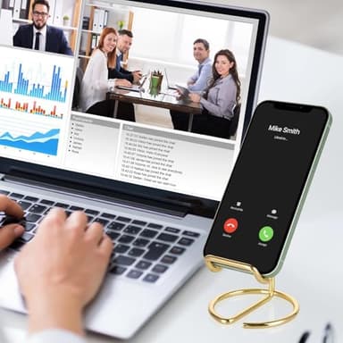 ROPOSY 2 Pack Cell Phone Stand for Desk, Cute Metal Gold Cell Phone Stand Holder Desk Accessories, Compatible with All Mobile Phones, iPhone, Switch, iPad - Image 5