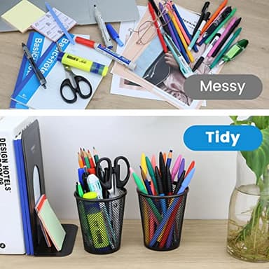 Smgmg Pen Holder for Desk, Pencil Holder for Desk, 4 Pack Pencil Cup for Pen, Mesh Metal Pen Organizer, Desk Pen Holder - Image 4