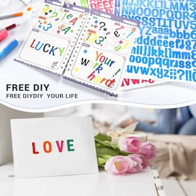 1512 Letter Stickers, 12 Sheets Alphabet Sticker, Vinyl Letters, Mailbox Numbers, Self Adhesive Sticks for Scrapbook, Graduation Cap, Water Bottle, Windows, 1 inch Multicolor Stick on Letters - Image 5
