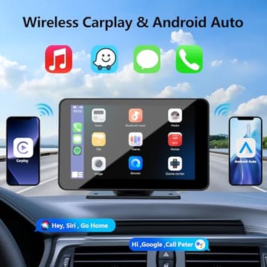 Apple Carplay Screen for Car, 7" HD Portable Car Stereo Touch Screen with Wireless Android Auto, Backup Camera, Car Audio Receivers with Voice Control, Mirror Link, Bluetooth, GPS Navigation - Image 2