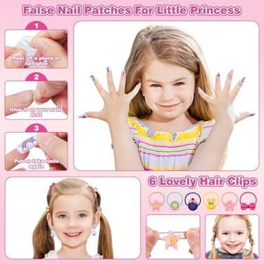 99 Pcs Kids Makeup Kit for Girls, Princess Toys Real Washable Cosmetics Set with Mirror, Hair Ties, Nails, Rings, Earrings, Necklace, Perfect for 3 4 5 6 7 8 Year Old Girls Birthday - Image 3
