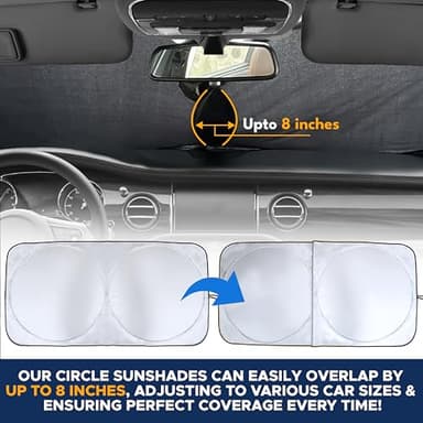 EcoNour Patented Design Car Windshield Sun Shade | Blocks 99% Heat & Keeps Interior Cool | Fits Cars, SUVs, Trucks | Automotive Sun Screen, Visor & Car Accessories for Summer | Medium (64x32 Inches) - Image 5
