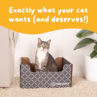 HIDE & SCRATCH Cardboard Cat Scratcher; Cat Scratcher Box and Bed with Refillable Double-Sided Cardboard Scratch Pad for Indoor Cats - Image 7