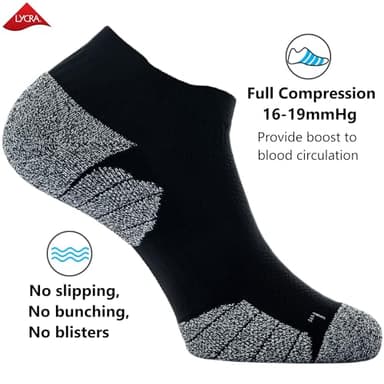 CWVLC Unisex Cushioned Compression Athletic Ankle Socks Multipack, 6-pairs Black Charcoal Royal, XL (13.5-15.5 W US/ 12-14 M US) - Image 3