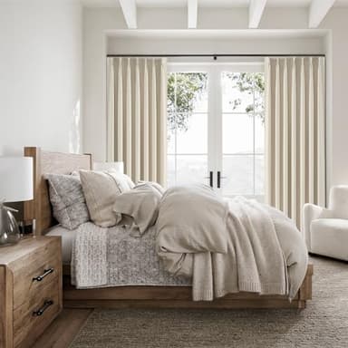 Topfinel 102 Inches Long Cream Colored Custom Total Blackout Linen Curtains, Tan Pinch Pleated Curtains with Pin Hooks for Traverse, Burlap Viral Drapes 2 Panels for Living Room Master Bedroom - Image 7