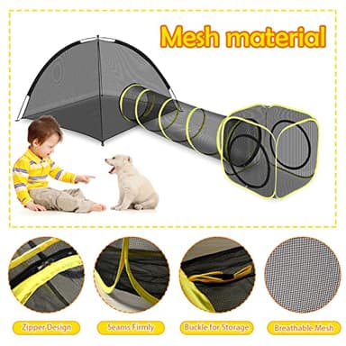 Outdoor Cat Enclosures for Indoor, Portable Mesh Tent, Outdoor pet Tunnel, Cat Playhouse with Adjustable Cat Harness and Leash for Walking, Colorful Tease Ball for Small Animals - Image 6