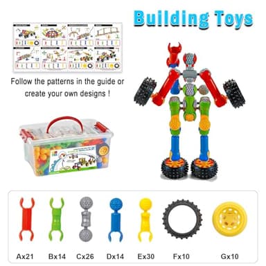 Huaker Stem Building Toys for 3 4 5 6 7 8 Year Old Boys Girls Kids,125 Pieces Building Blocks Educational Learning Toys with Large Storage Box,Ideal Christmas Birthday Gifts - Image 4